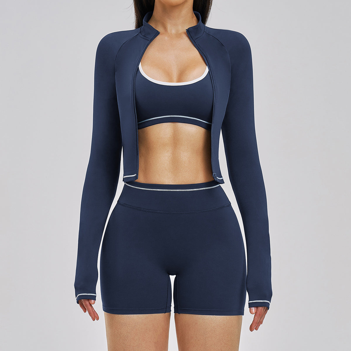 Sports and fitness activewear worn during a training session, in motion