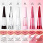 Lakerain lip plumper shades 1 to 6 in tapered bottles with lip swatches and tingle descriptions