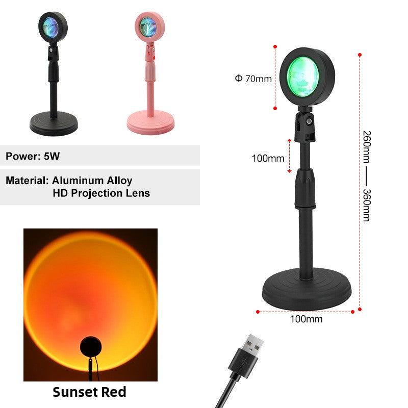 USB sunset projection ambient lamp, angled at the ceiling
