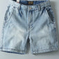 Men's vintage washed straight denim shorts