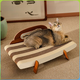 Corrugated Paper Cat Scratcher Lounge with Catnip Ball