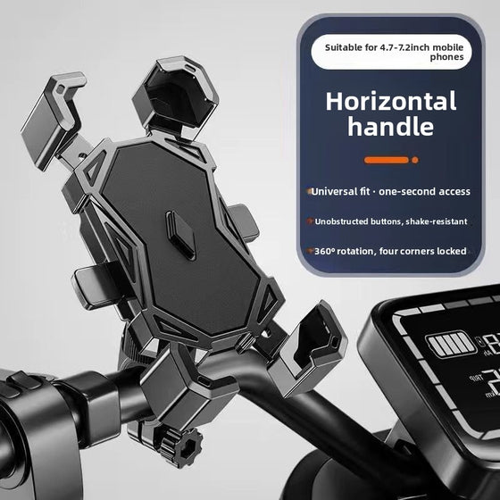 Motorcycle and Bike Phone Mount with Four Corner Clamp