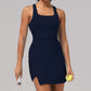 Womens Quick-Dry Tennis Skirt with Built-in Shorts