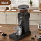 Black coffee grinder base with flat touch control panel and stainless catch cup