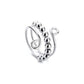 Silver tone spinner bead ring, slim double band with round beads and spiral open adjustable ends