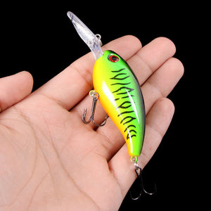 Plastic wobbler fishing lure showing the body and treble hook