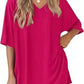 Rose Red milk silk V neck loungewear set, oversized top and matching shorts, size XXL