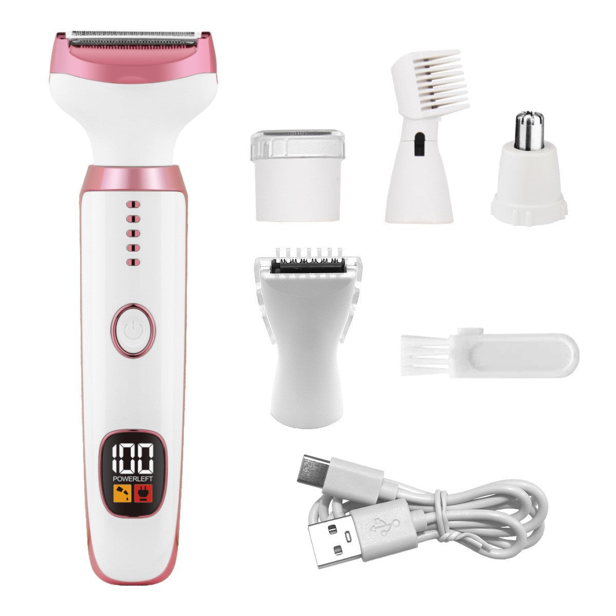 White and rose gold grooming kit foil shaver and trimmer heads product view