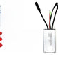Small composite view of the finned e-bike controller with its connector leads fanned to one side