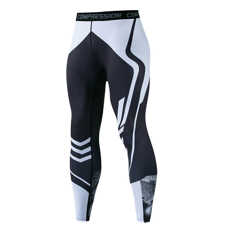 Mens quick dry printed compression legging fitted close from waist to ankle