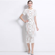 Floral Lace Button Front Midi Dress