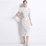 Hollow-Out Lace Maxi Dress | front view product detail