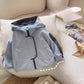 Light blue boys hooded jacket, standard round placket version, size 100 option