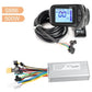 Silver ribbed brushless motor controller with its coloured wiring loom and battery plug on white