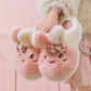 Pink rabbit plush slippers with long ears and a plaid bow, size 40-41 option