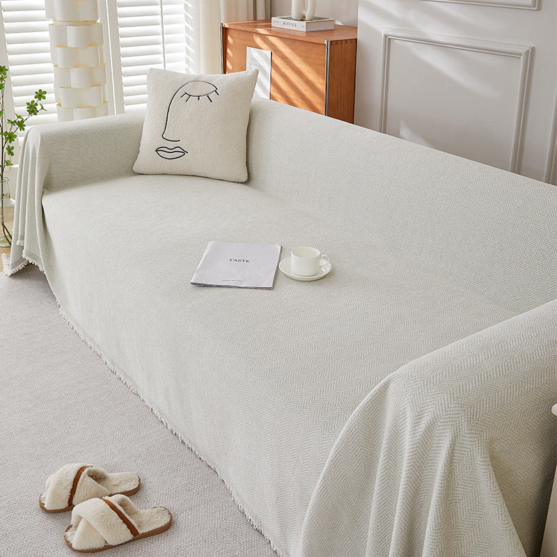 Solid Color Chenille Sofa Towel | travel friendly carry scenario