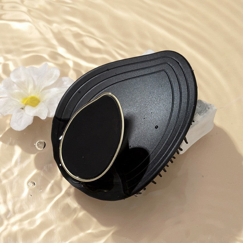 Six color options of the leaf silicone scalp massage brush lined up