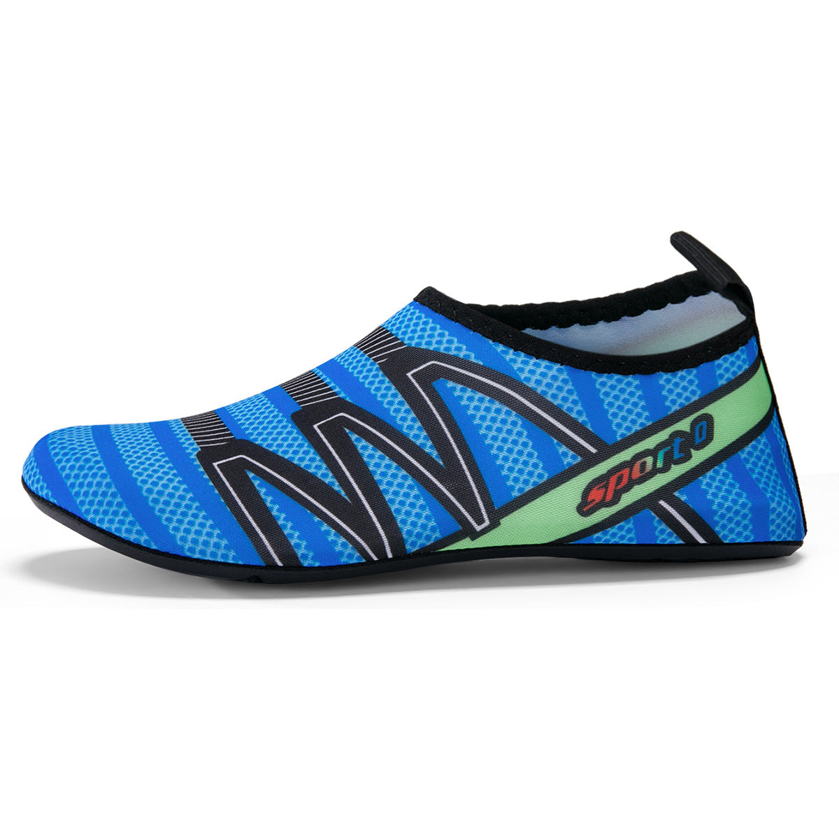 Slip on quick dry water shoe with a stretch mesh upper and grippy TPR sole, assorted colors