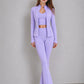 V neck cropped bra and high waist flared pants from the three piece fitness set