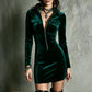 Dark green bodycon polo dress with front zip, collar and chest pockets, Dark green XL option