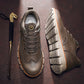 Khaki wingtip brogue casual shoes with beige ribbed sole and orange welt, size 42 option photo