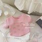 Girls Bow Print Short Sleeve Set | feature close up detail
