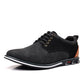 Round toe derby shoe worn with rolled jeans for a smart casual look