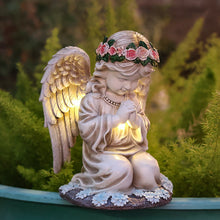 Solar Powered Resin Angel and Gnome Garden Statue Lamp