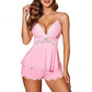 Lace trimmed camisole with a sheer floral bust and centre bow, worn over matching lace hem shorts