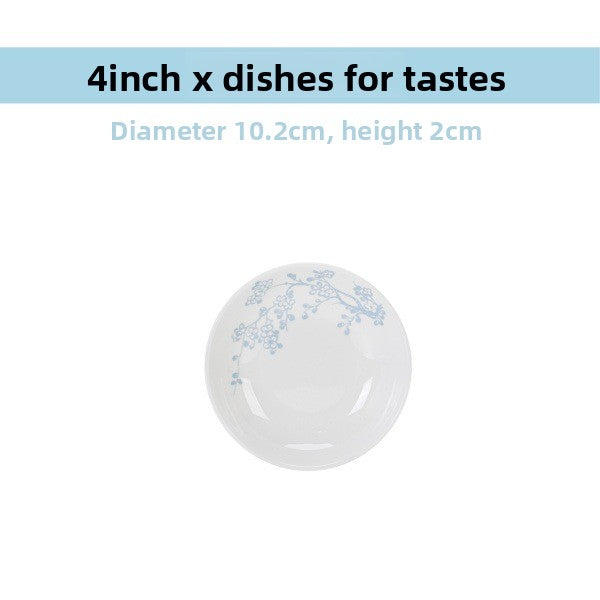 4 inch porcelain flavor plate with a blue plum blossom pattern