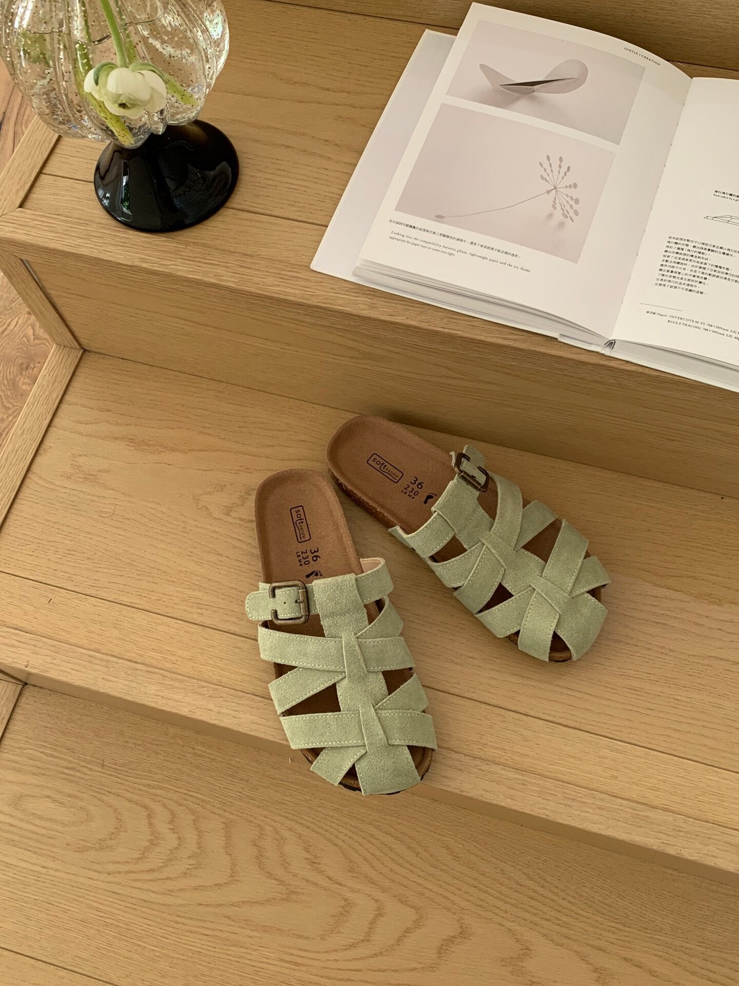 Woven slide sandals pair shown together in a color group