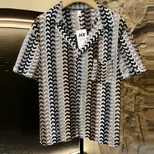 Retro Woven Hollow Jacquard Short Sleeve Shirt