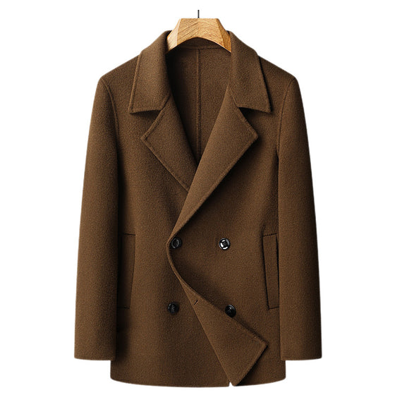 Mens Double Breasted Wool Blend Overcoat