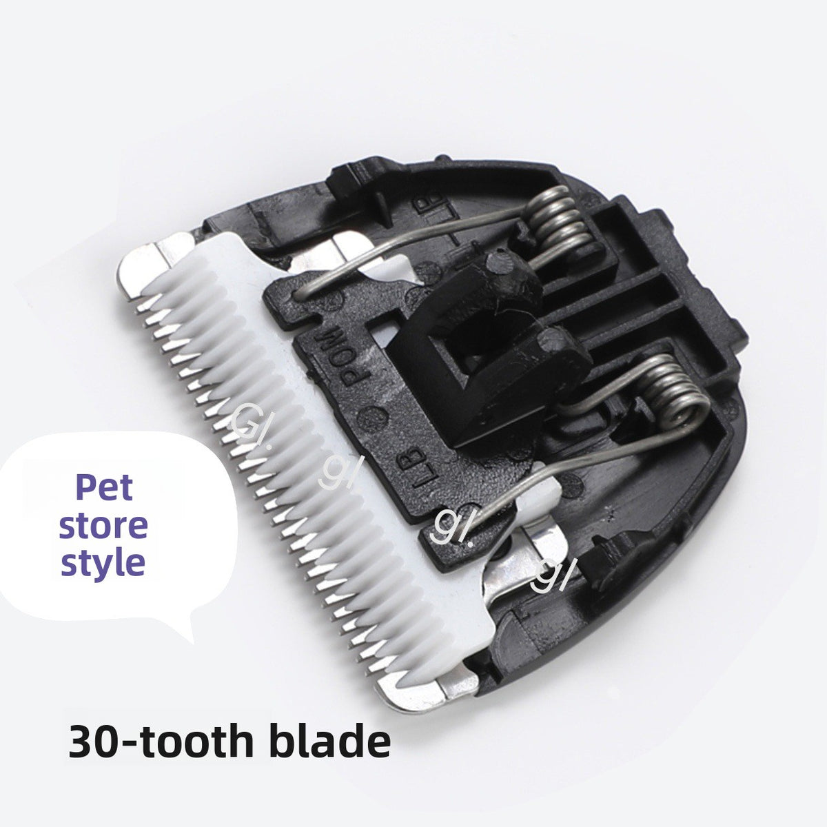 Black 30-tooth replacement blade head with ceramic teeth for pet clippers, pet store style label