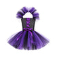 Close view of the black tulle tutu layered over purple netting