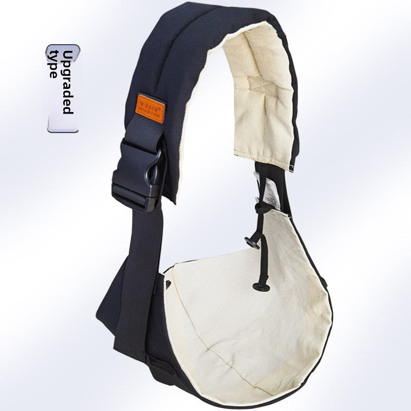 Side profile of the baby carrier hip seat showing the wide padded waist belt