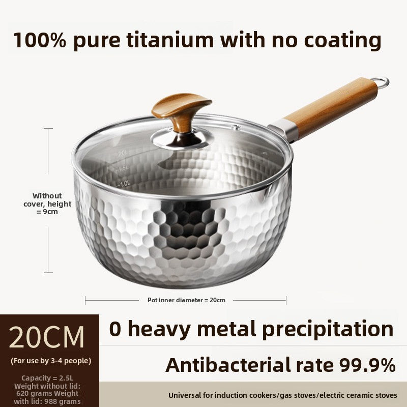 Pure titanium snow pot with a steamer basket stacked on top over the pan
