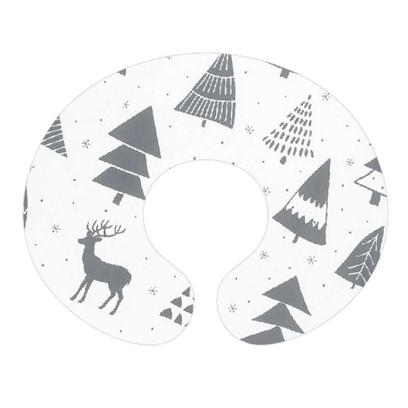 U-shaped pillowcase with gray pine trees and a deer on white, option Pine Deer Pillowcase
