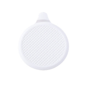 White round silicone water stopper with a handle and a textured top, option Silicone water stopper white
