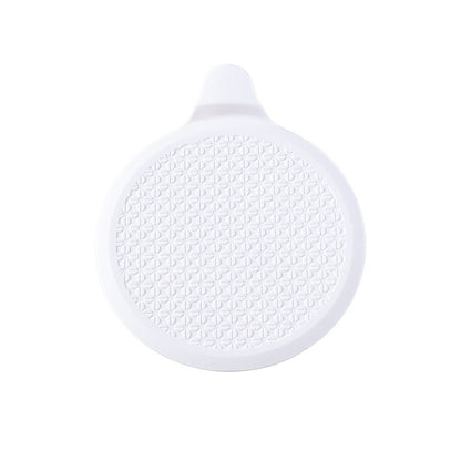 White round silicone water stopper with a handle and a textured top, option Silicone water stopper white