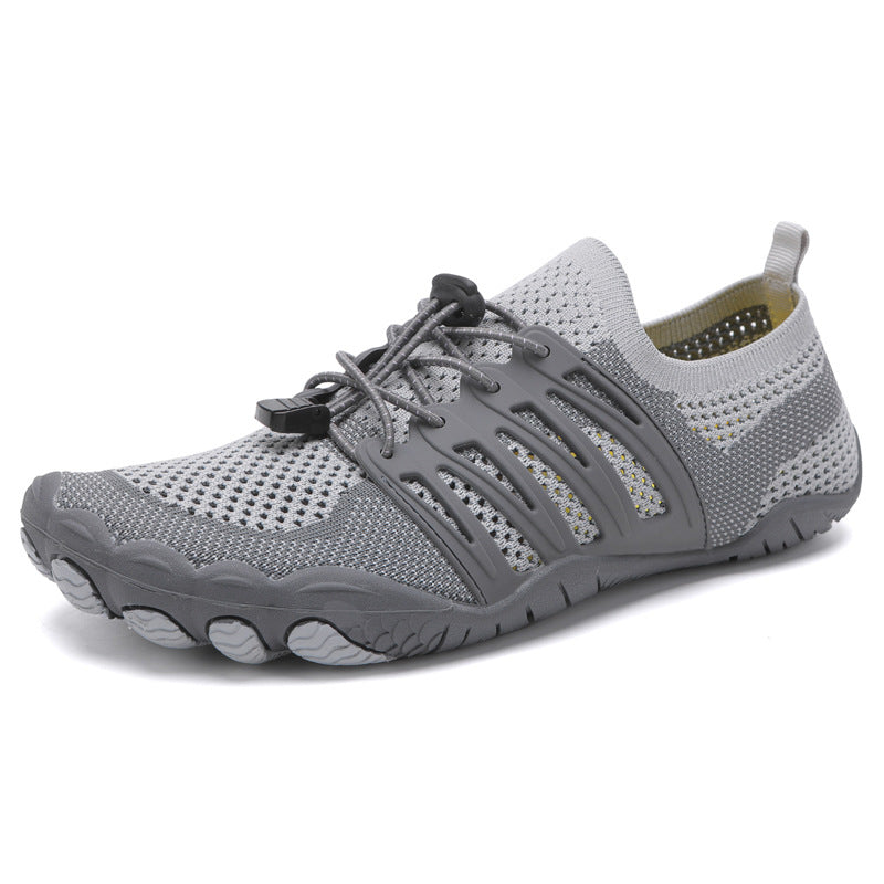 Bungee lace and toggle on the mesh barefoot water shoe