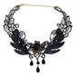 Vintage lace choker necklace displayed on a neck form against a plain backdrop