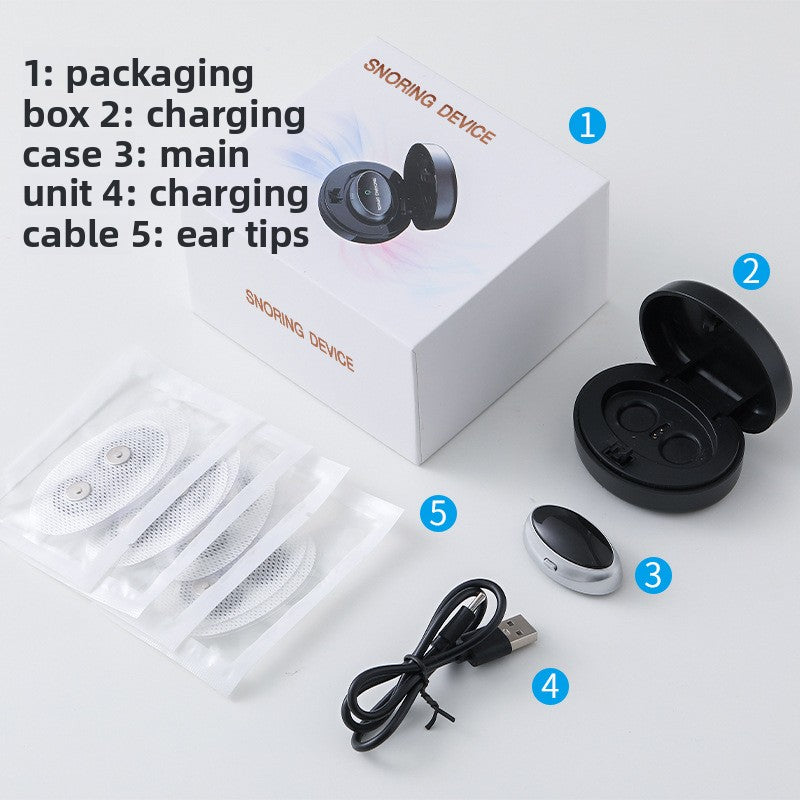 Throat pulse device set with box, charging case, main unit, cable and gel pads