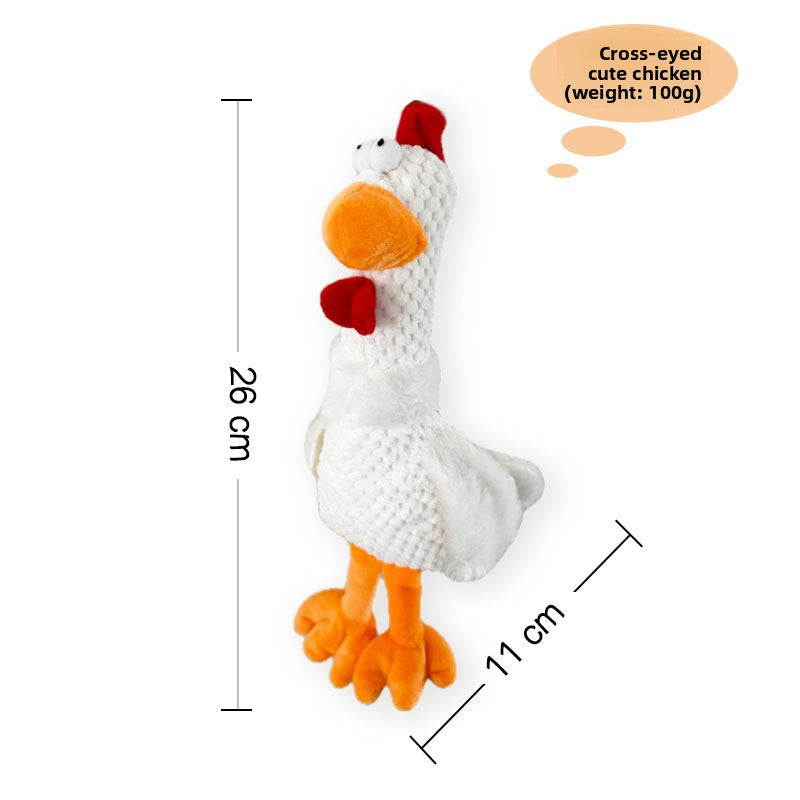 Plush squeaky pet toy design shown with its approximate size, soft body for gentle chewing