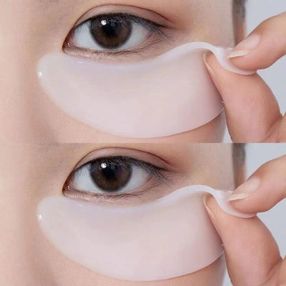 Pair of cool hydrogel under-eye gel patches shown front on as the product hero