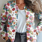 Vintage 3D Digital Print Cardigan Sweater for Women