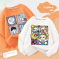 Boys cartoon print sweatshirt in indigo with a Gift of the Ocean slogan print and ribbed cuffs