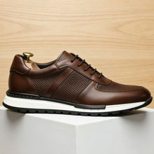 Mens Cowhide Leather Sneakers with Lugged Rubber Sole