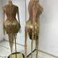 Rhinestone Mesh Sequin Performance Dress