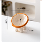 Lion faced ceramic pet bowl on four white legs with 15.5 CM, 12 CM and 11 CM dimension marks